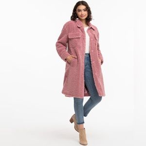 Rickis Long Pink Teddy Shacket Fall Winter Size L